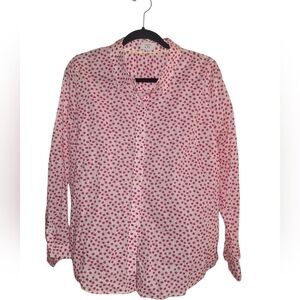 NWT Crown & Ivy Barbie Pink Dotted Button Up Top Size Large